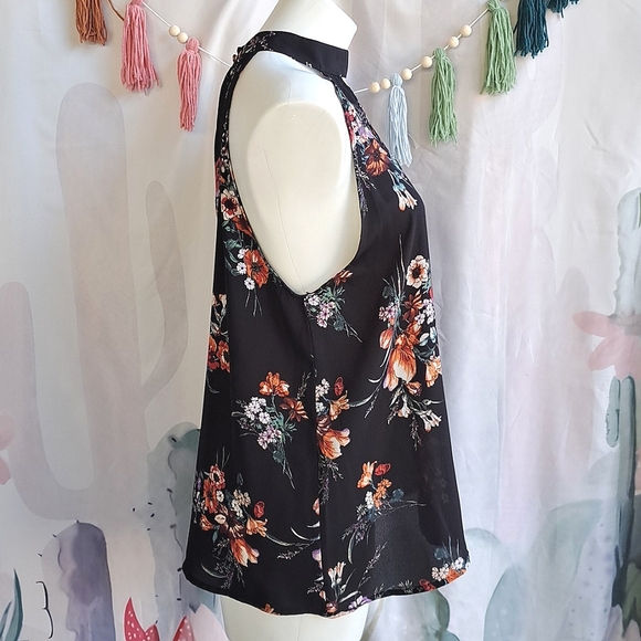 New Nwt Alice Blue Black Floral Blouse Tank Top Sheer Flowy Party Size L - Picture 3 of 8